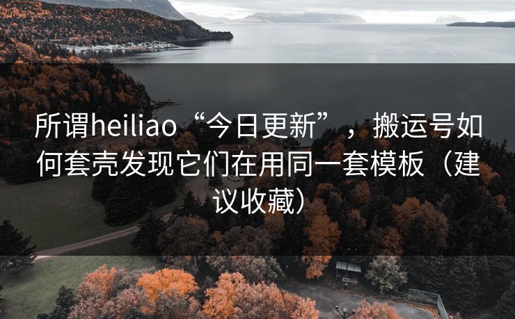 所谓heiliao“今日更新”，搬运号如何套壳发现它们在用同一套模板（建议收藏）